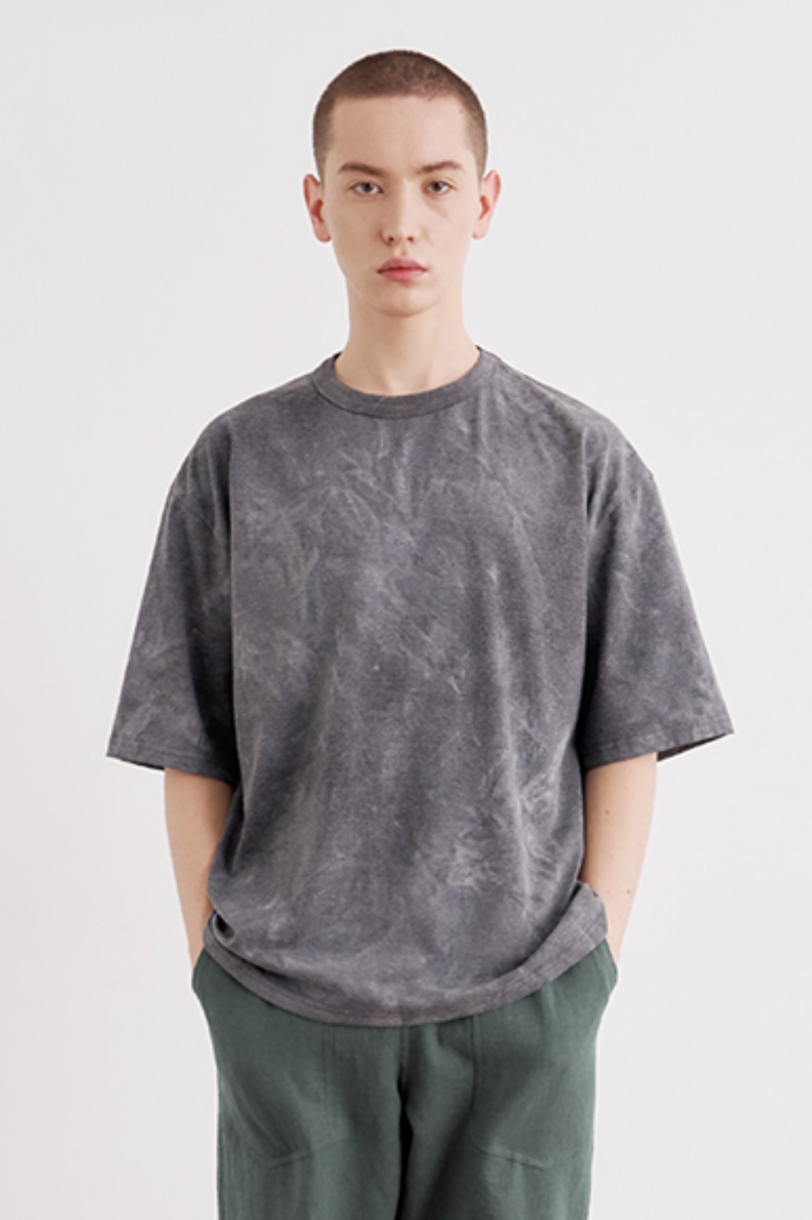 Oversize Water Washed T-Shirts [Charcoal]