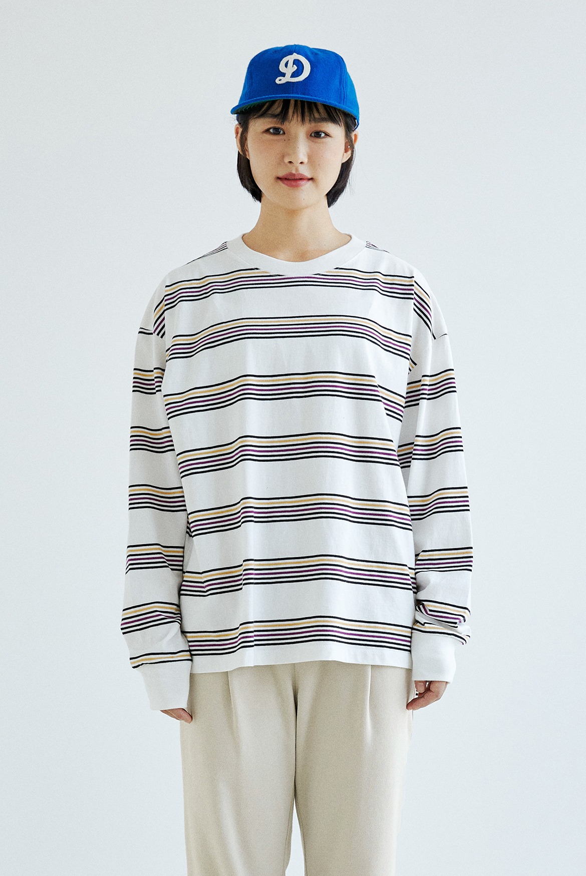 Multi Stripe L/S T-Shirts [White]