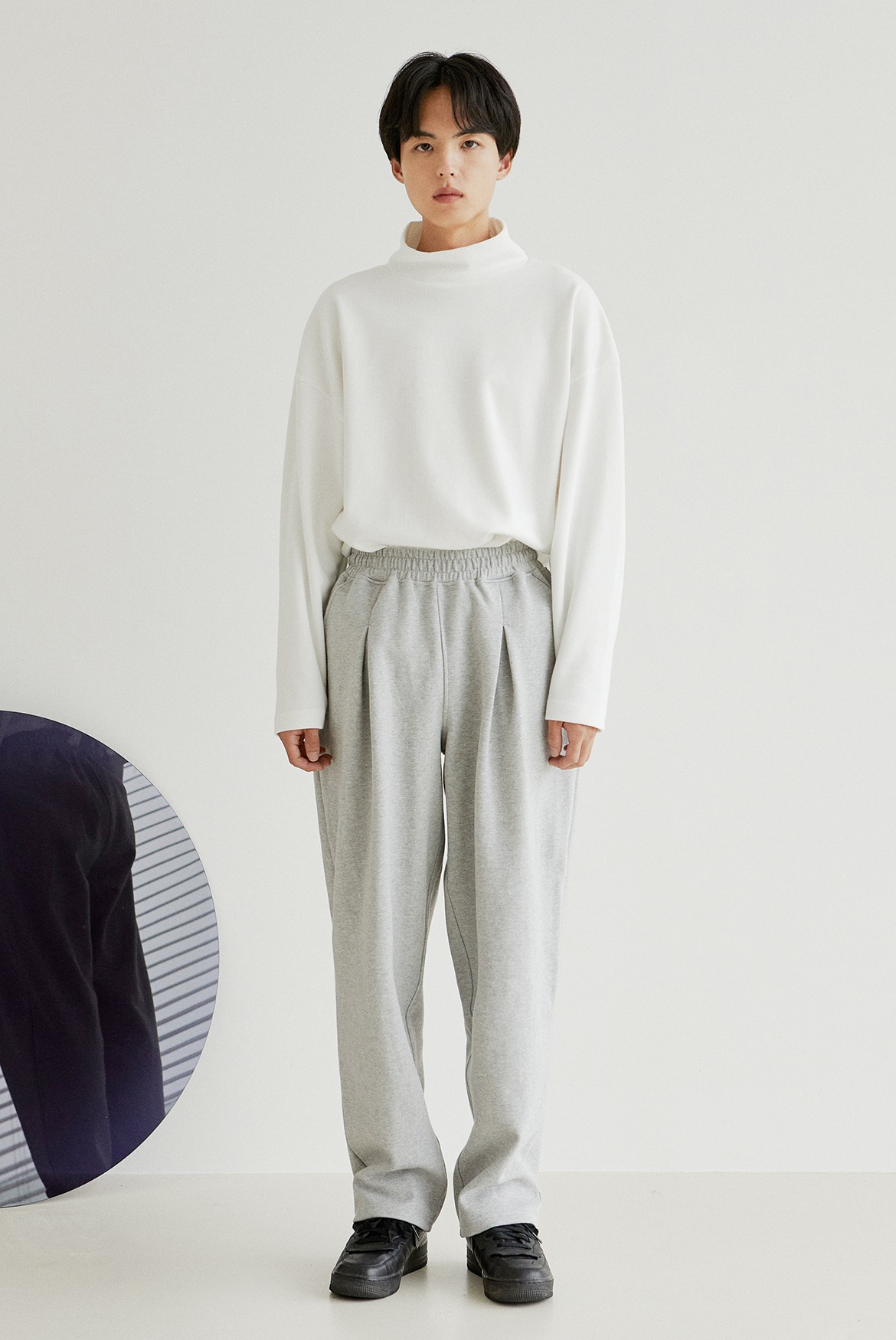 Inserted Tuck Sweat Pants [Grey]
