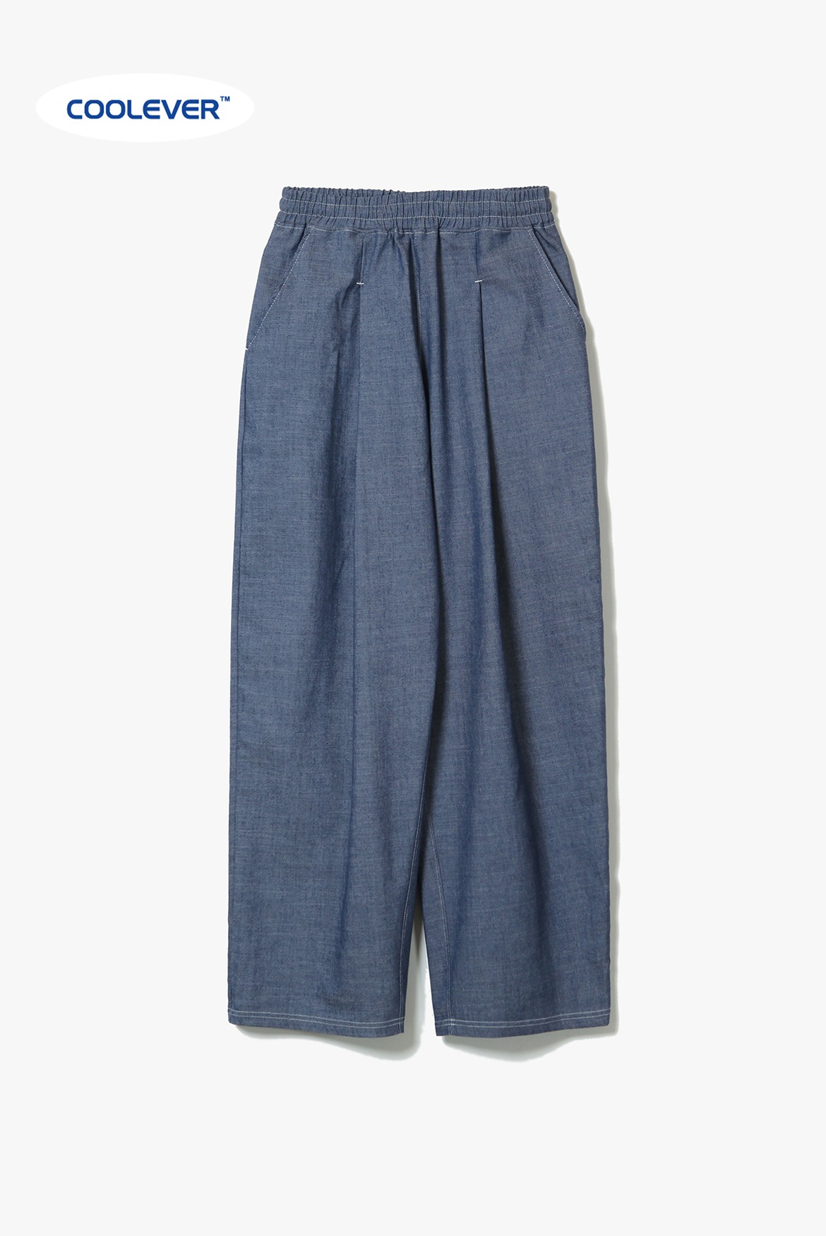 Clean Coolever Tuck Banding Pants [Mid Blue]