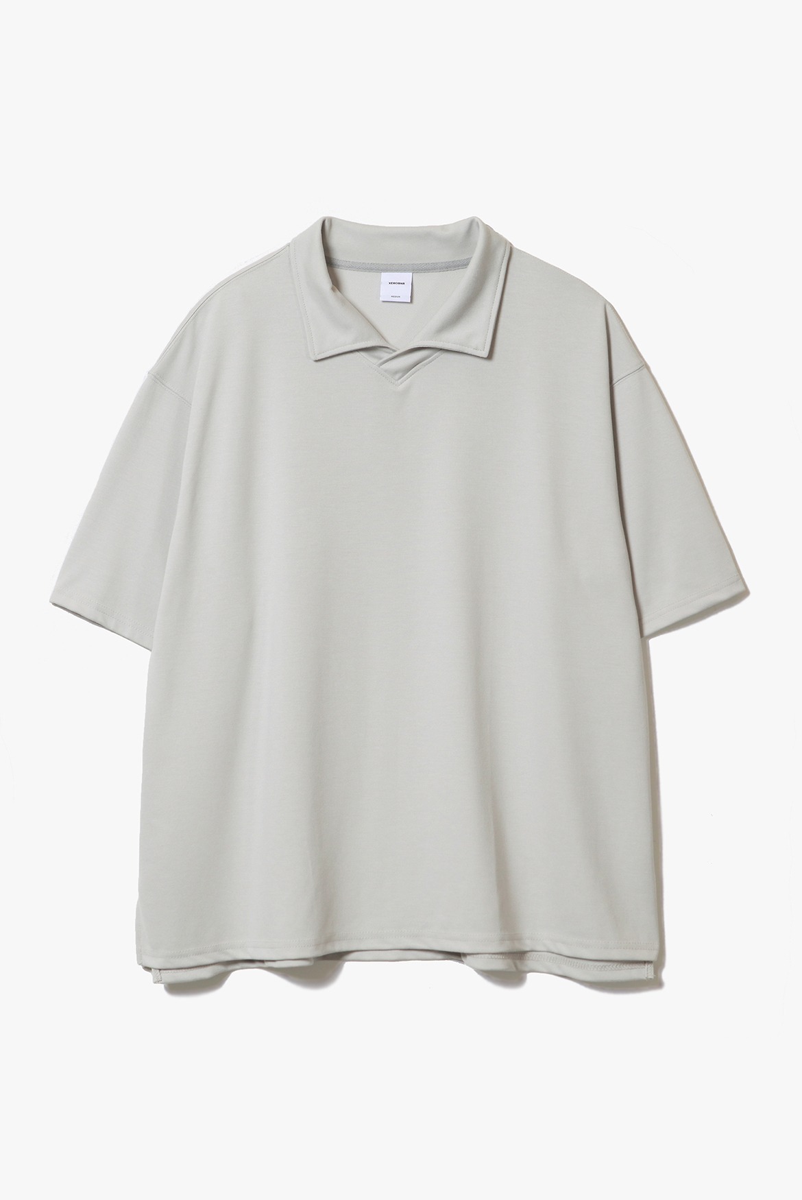 V-Neck Stand Collar T-Shirts [Grey]