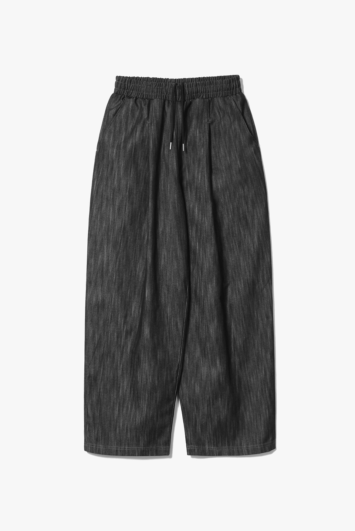 Vertical Deep One Tuck Banding Pants [Black]
