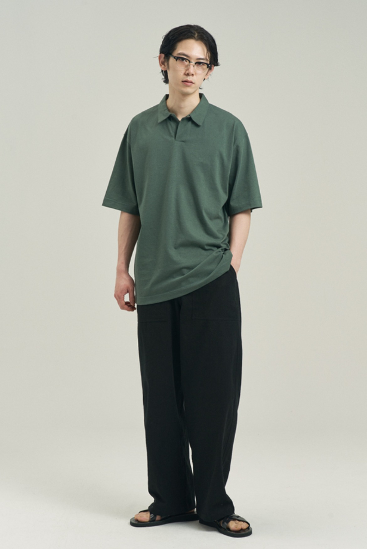 Wide Linen Pants [Black]